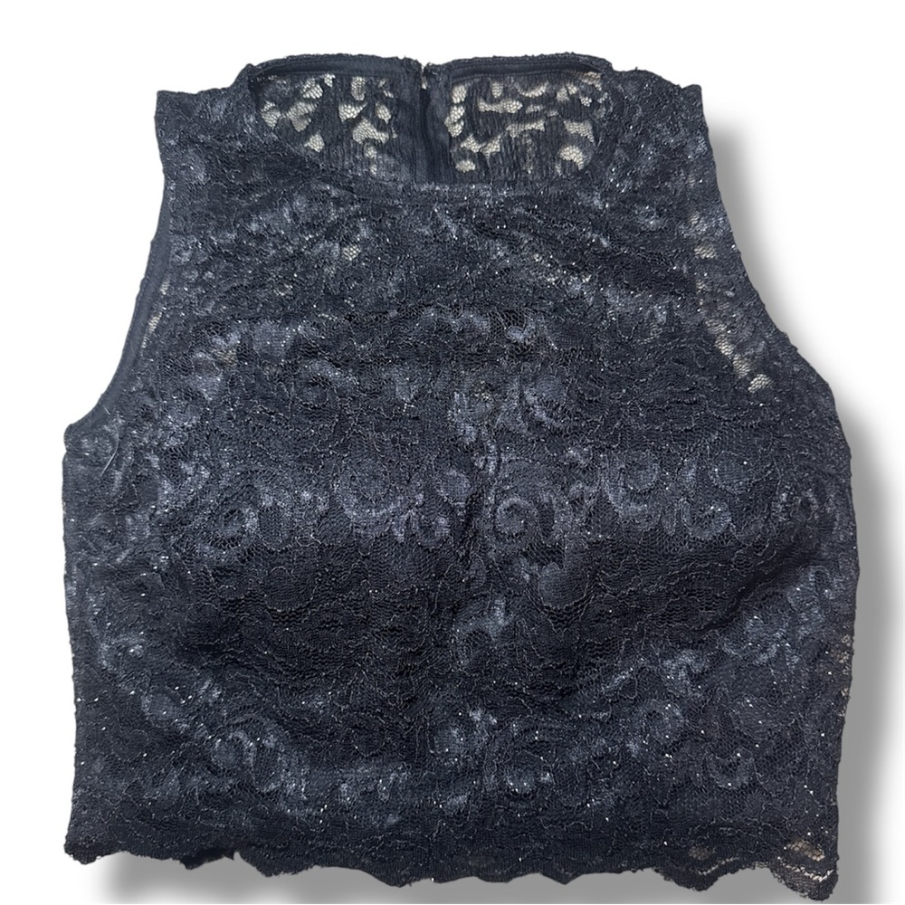 City Studio Black Lace Detail Top